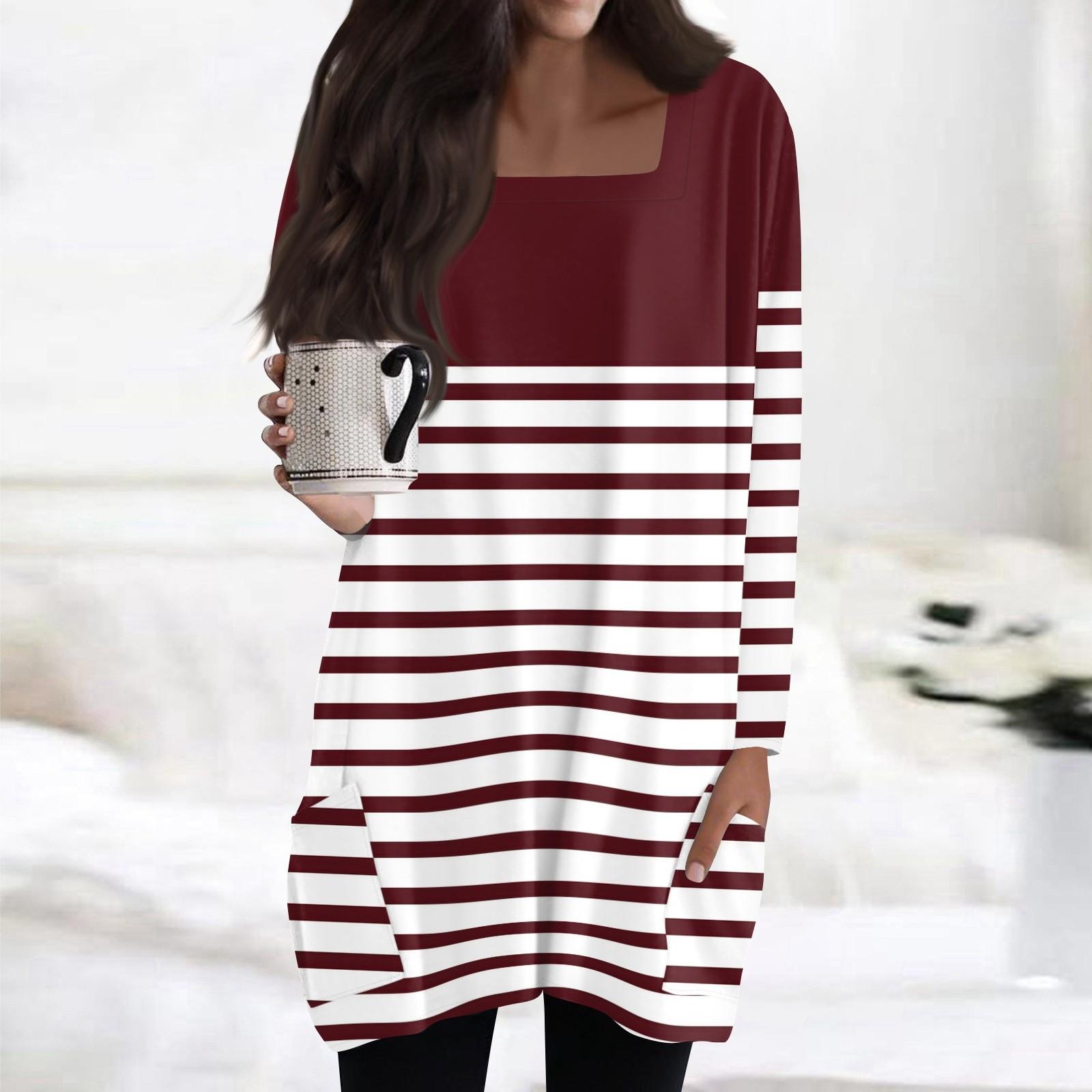 Womens Tops Square Collar Long Sleeve Blouses Casual Mid-length Shirts Fashion Print Tunic Tops With Pockets S винний
Womens Tops Square Collar Long Sleeve Blouses Casual Mid-length Shirts Fashion Print Tunic Tops With Pockets S винний