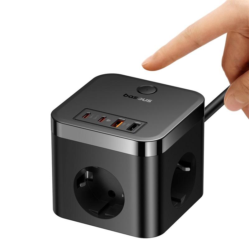 Подовжувач живлення BASEUS PowerCombo Cube 3AC+2USB+2Type-C 30 Вт зарядна станція з кабелем 1,5 м, вилка ЄС Black
Подовжувач живлення BASEUS PowerCombo Cube 3AC+2USB+2Type-C 30 Вт зарядна станція з кабелем 1,5 м, вилка ЄС Black