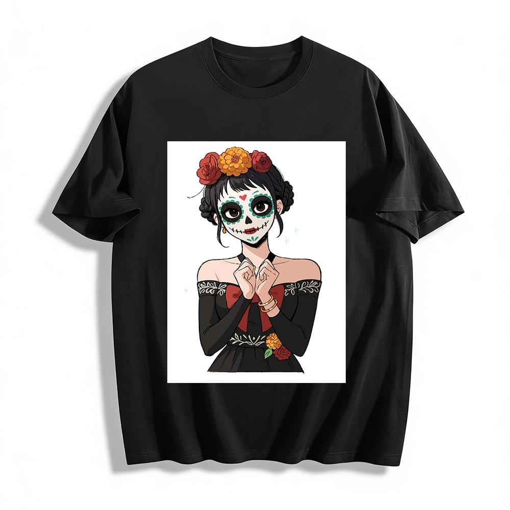 Day of the Dead Sugar Skull Girl Print Off Shoulder Top Retro Folk Style Casual Slim Fit Blouse Pure cotton T-shirt XXS
Day of the Dead Sugar Skull Girl Print Off Shoulder Top Retro Folk Style Casual Slim Fit Blouse Pure cotton T-shirt XXS