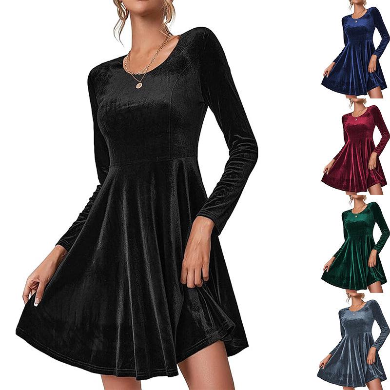 2024 European & American Cross-border Autumn/Winter Velvet Dress: Women s Long-sleeve, Round-neck, Big Swing Medium озеро синього кольору
2024 European & American Cross-border Autumn/Winter Velvet Dress: Women s Long-sleeve, Round-neck, Big Swing Medium озеро синього кольору