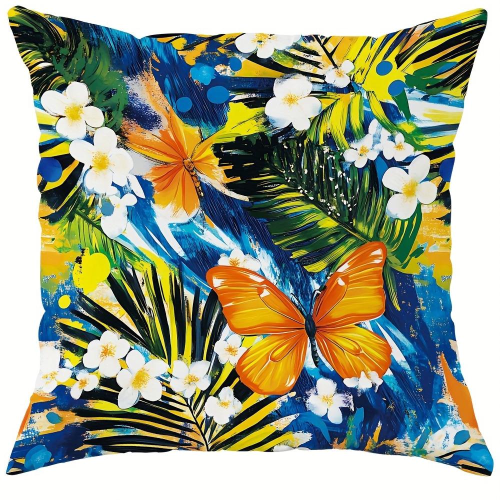 Tropical Floral Butterfly Pillow Covers - Vivid Summer DecorLiving room sofa cushion cover, bedroom room decoration 16x16Inch
Tropical Floral Butterfly Pillow Covers - Vivid Summer DecorLiving room sofa cushion cover, bedroom room decoration 16x16Inch