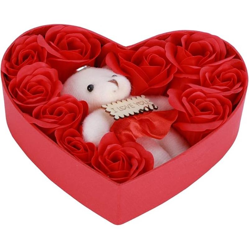 Valentine s Day 10 Floral Rose Artificial Flowers with 1 Bear in Gift Box for Girlfriend Wife Wedding Home Party Decor
Valentine s Day 10 Floral Rose Artificial Flowers with 1 Bear in Gift Box for Girlfriend Wife Wedding Home Party Decor