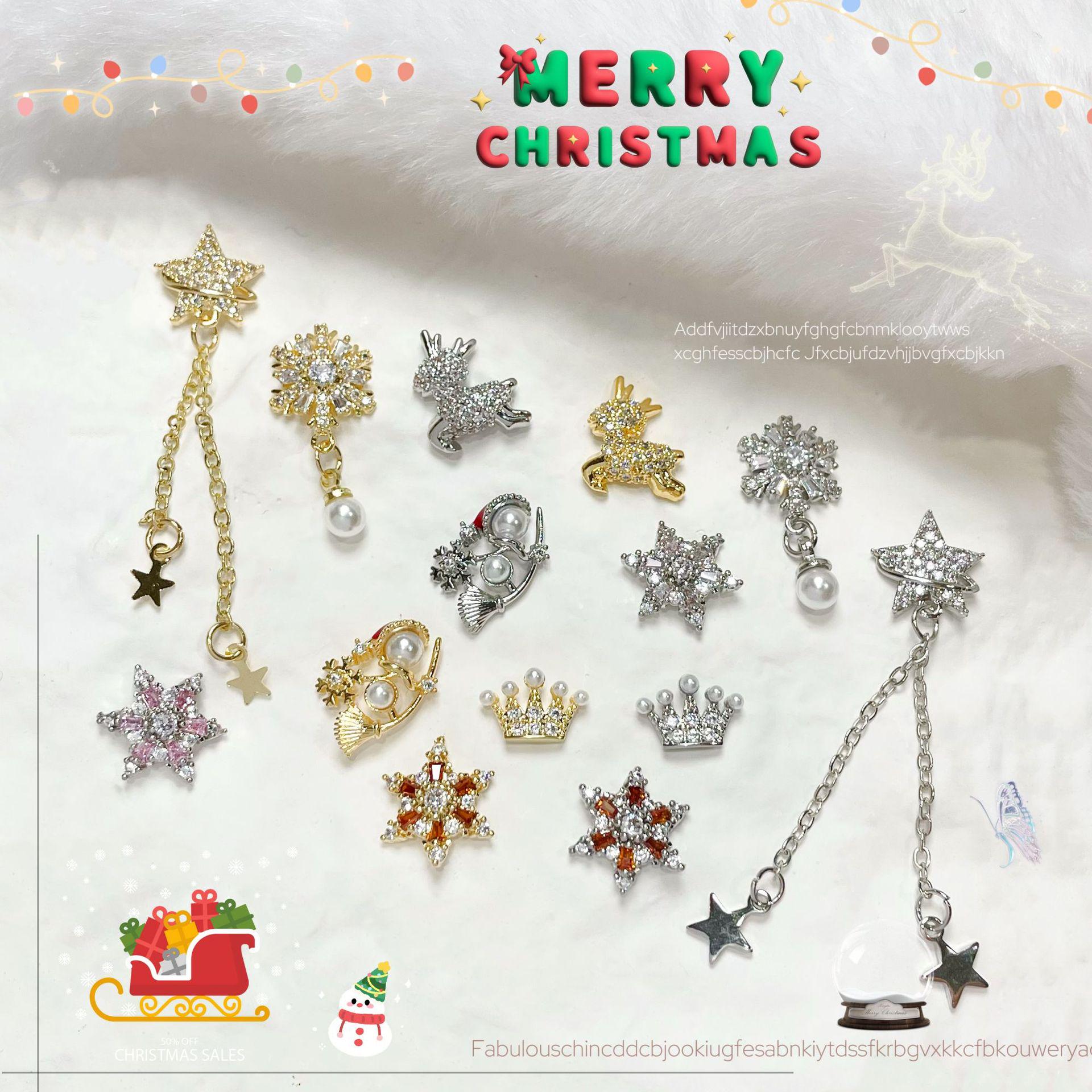 Christmas Nail Art Zircon Jewelry: Tree, Bell, Snowflake Pendants & Tassel Chains for DIY Press-on Nails
Christmas Nail Art Zircon Jewelry: Tree, Bell, Snowflake Pendants & Tassel Chains for DIY Press-on Nails