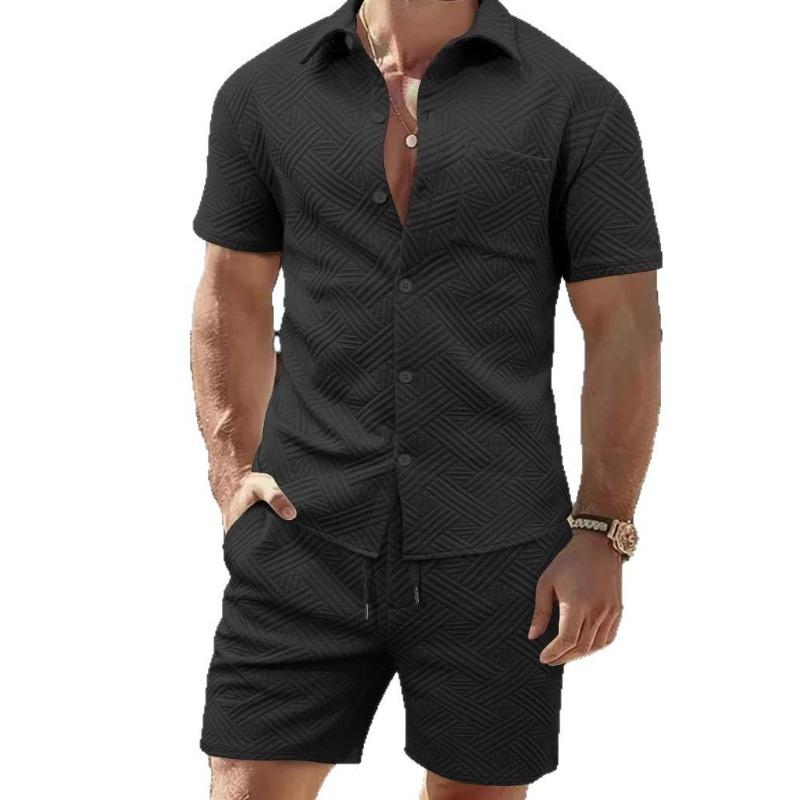 Mens Textured Short Sleeve Shirt and Shorts Casual Two Piece Set S чорний
Mens Textured Short Sleeve Shirt and Shorts Casual Two Piece Set S чорний