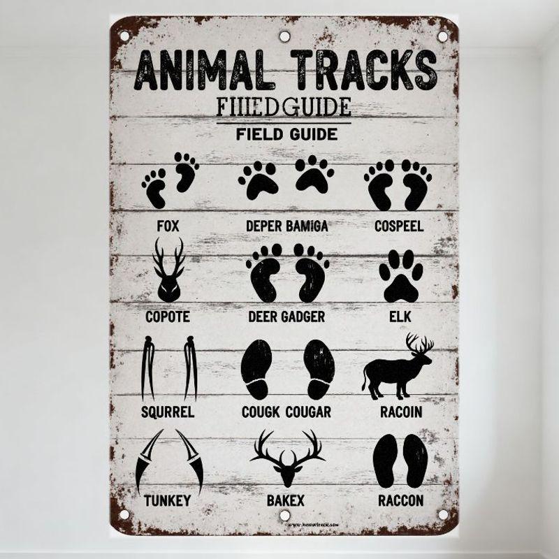 Rustic Animal Tracks Field Guide Metal Sign - 12 Wildlife Tracks Illustrations, Vintage Outdoor Wooden-Style Tin Plaque for Home 20x30cm(7.8x11.8inch)
Rustic Animal Tracks Field Guide Metal Sign - 12 Wildlife Tracks Illustrations, Vintage Outdoor Wooden-Style Tin Plaque for Home 20x30cm(7.8x11.8inch)