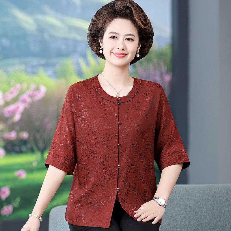 Mid-Sleeve Round Neck Silk Shirt for Middle-Aged and Elderly Women L (80-100 kg) красный
Mid-Sleeve Round Neck Silk Shirt for Middle-Aged and Elderly Women L (80-100 kg) красный