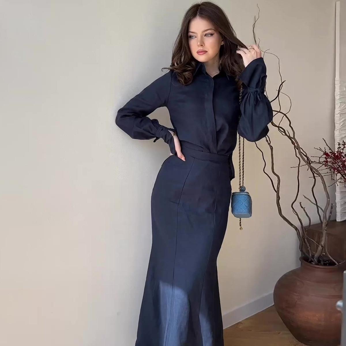 Women s Navy Blue Tailored Blouse with Bell Sleeves & Mermaid Skirt Suit Set, Elegant Office Wear XXL білий
Women s Navy Blue Tailored Blouse with Bell Sleeves & Mermaid Skirt Suit Set, Elegant Office Wear XXL білий