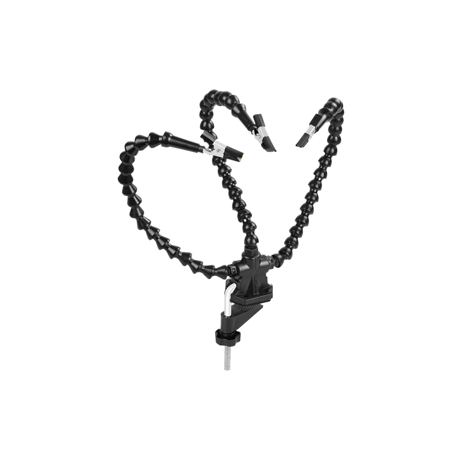 Прочная конструкция паяльной станции для эффективной электронной сварки, многофункциональная третья рука, черная, четыре зажима