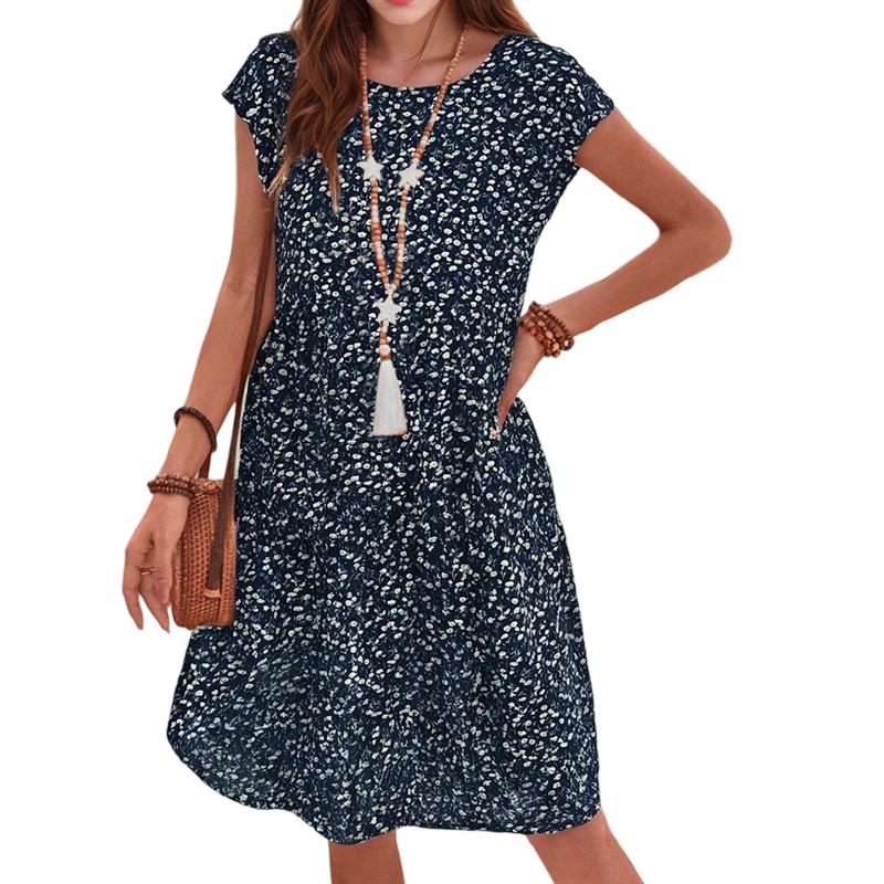ZANZEA Women Casual Floral Print Loose O-neck Short Sleeve Dress XL Темно-синій
ZANZEA Women Casual Floral Print Loose O-neck Short Sleeve Dress XL Темно-синій