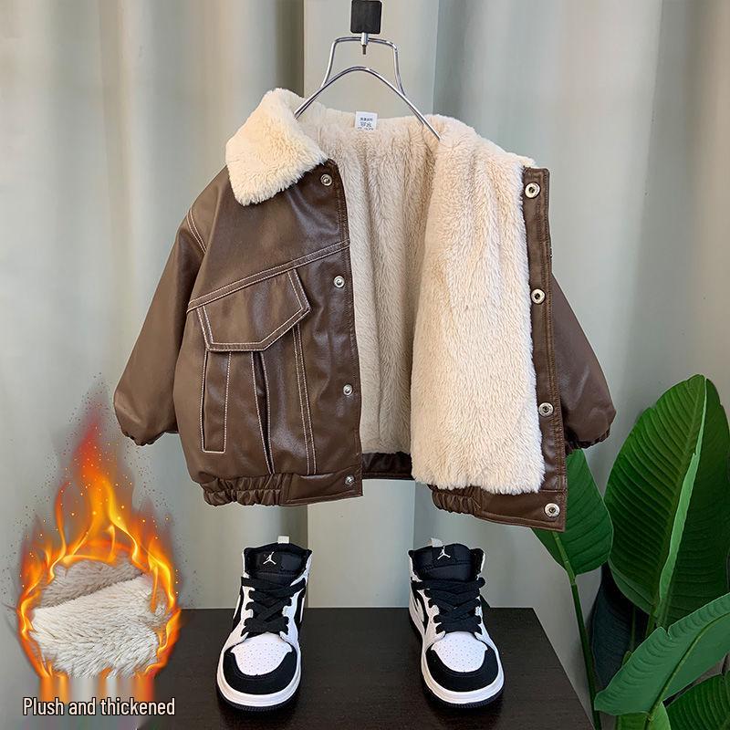 Кожаная куртка с флисовой подкладкой для мальчиков, модное и стильное осеннее пальто для маленьких детей (2025) 150
Кожаная куртка с флисовой подкладкой для мальчиков, модное и стильное осеннее пальто для маленьких детей (2025) 150