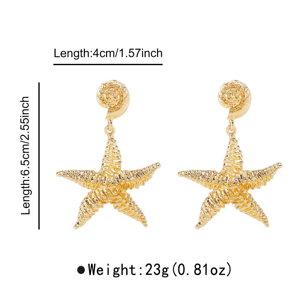 European American Cross Border Alloy Texture Ocean Series Starfish Earrings For Women Summer Vacation Travel Wear Ear Jewelry золотий
European American Cross Border Alloy Texture Ocean Series Starfish Earrings For Women Summer Vacation Travel Wear Ear Jewelry золотий