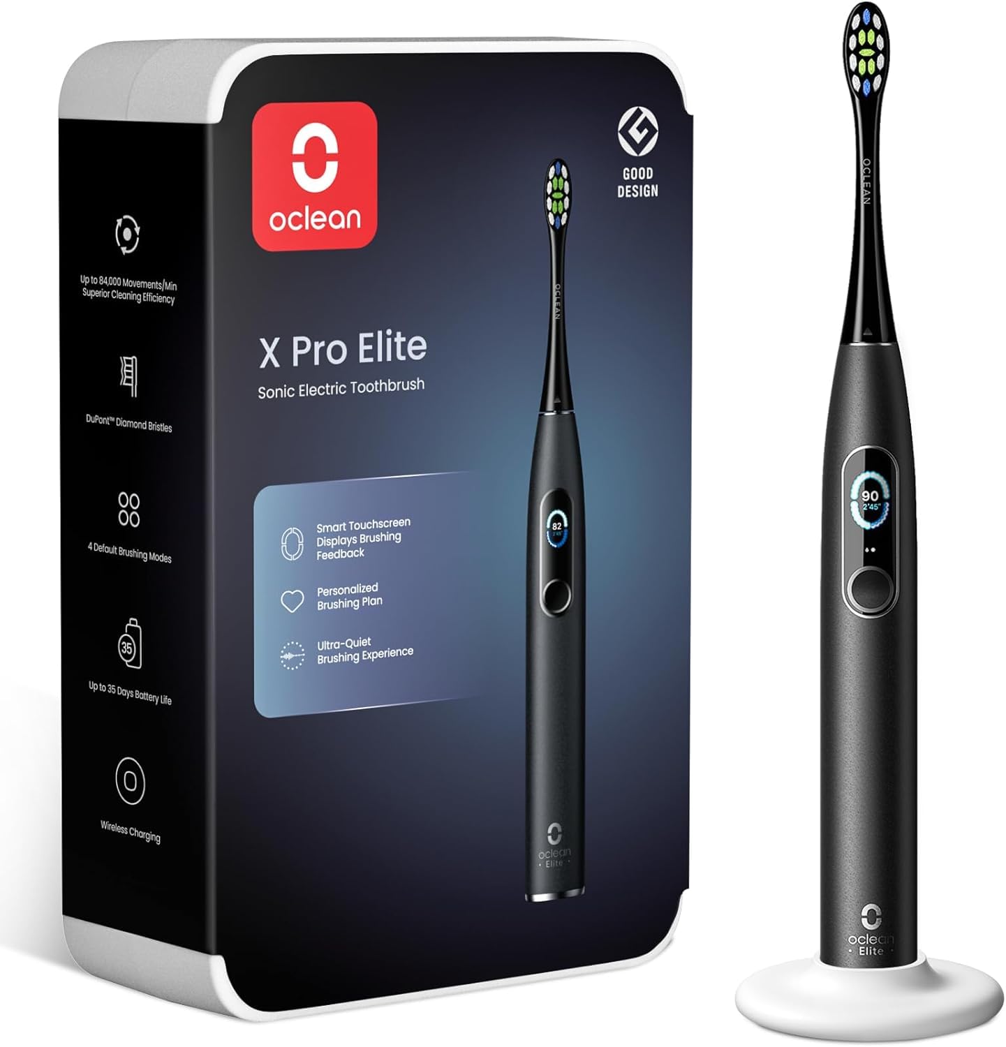 Oclean X Pro Elite Electric Touch App Charging Stand Sonic Linear IPX7 Wireless Hours Быстрая зарядка зубной щетки, экран, подсчет очков, совместимый, в комплекте, чёрный
Oclean X Pro Elite Electric Touch App Charging Stand Sonic Linear IPX7 Wireless Hours Быстрая зарядка зубной щетки, экран, подсчет очков, совместимый, в комплекте, чёрный