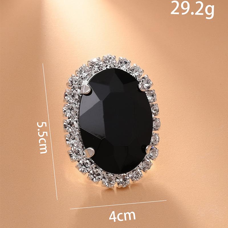 Stylish New Black Oval Ring With Simple Opening Adjustable Rhinestone Ring For Ladies Banquet Jewelry Accessories resizable
Stylish New Black Oval Ring With Simple Opening Adjustable Rhinestone Ring For Ladies Banquet Jewelry Accessories resizable