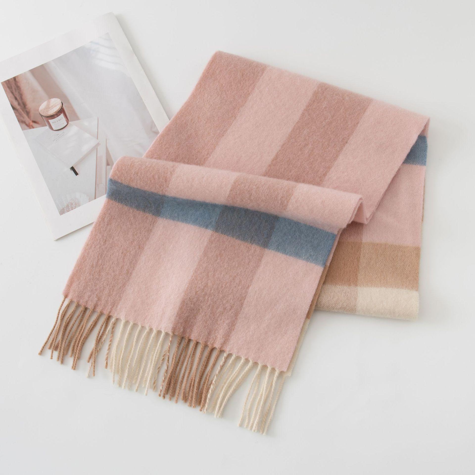 Шерстяной шарф высокого качества женский ретро клетчатый зимний шарф шаль двойного назначения 190*30cm