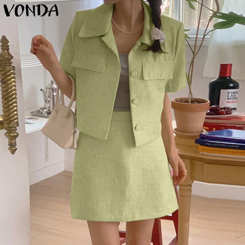 Летние женские комплекты из 2 предметов VONDA, топы на пуговицах с короткими рукавами, короткие юбки
Летние женские комплекты из 2 предметов VONDA, топы на пуговицах с короткими рукавами, короткие юбки