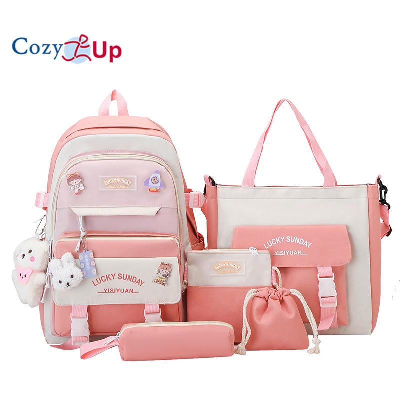 Набор из 5 предметов: студенческий рюкзак большой вместимости, женский простой повседневный рюкзак контрастного цвета 42x30x13cm
Набор из 5 предметов: студенческий рюкзак большой вместимости, женский простой повседневный рюкзак контрастного цвета 42x30x13cm