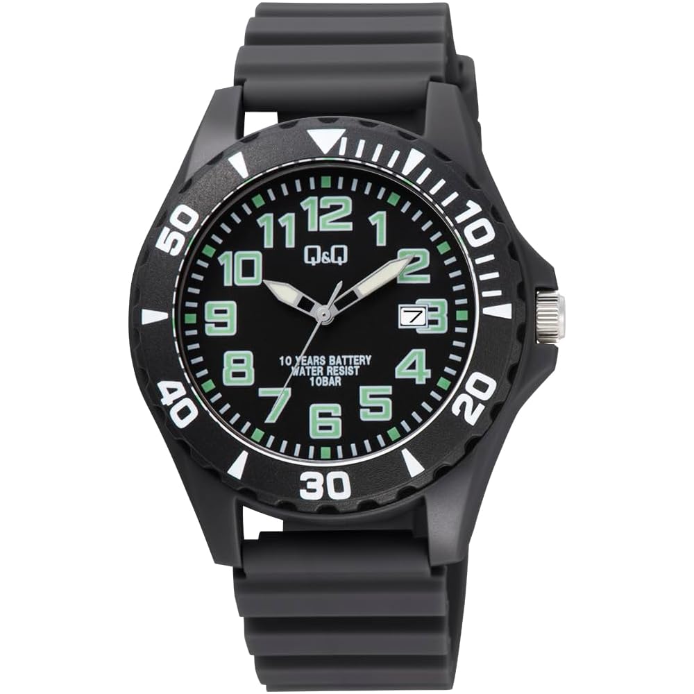 Citizen Q&Q Analog Watch 10-Year Battery Life 10 ATM Water Resistant Date Black Rubber Band Men s A22A-001VK
Citizen Q&Q Analog Watch 10-Year Battery Life 10 ATM Water Resistant Date Black Rubber Band Men s A22A-001VK