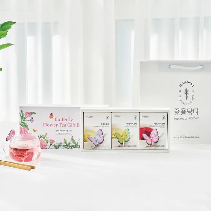 A great value for money flower tea butterfly tea bag 3-piece gift set (Gujeolcho, Mandrami, Acacia)
A great value for money flower tea butterfly tea bag 3-piece gift set (Gujeolcho, Mandrami, Acacia)