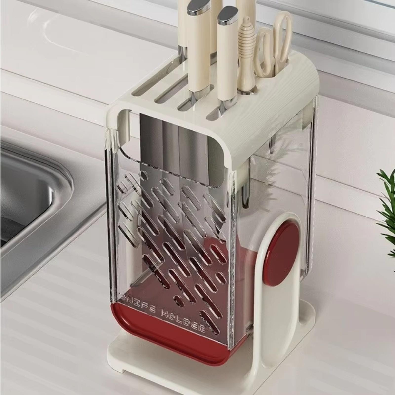 Rotating Kitchen Knife Holder Multifunctional Countertop Storage Rack with Drainage and Mold Resistant Design for Home Use / Kitchen Utensil Organizer one size
Rotating Kitchen Knife Holder Multifunctional Countertop Storage Rack with Drainage and Mold Resistant Design for Home Use / Kitchen Utensil Organizer one size