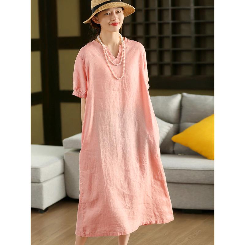 Artistic Retro Cotton Linen Women s Short Sleeve Over-the-Knee Dress Extra Large розовый
Artistic Retro Cotton Linen Women s Short Sleeve Over-the-Knee Dress Extra Large розовый
