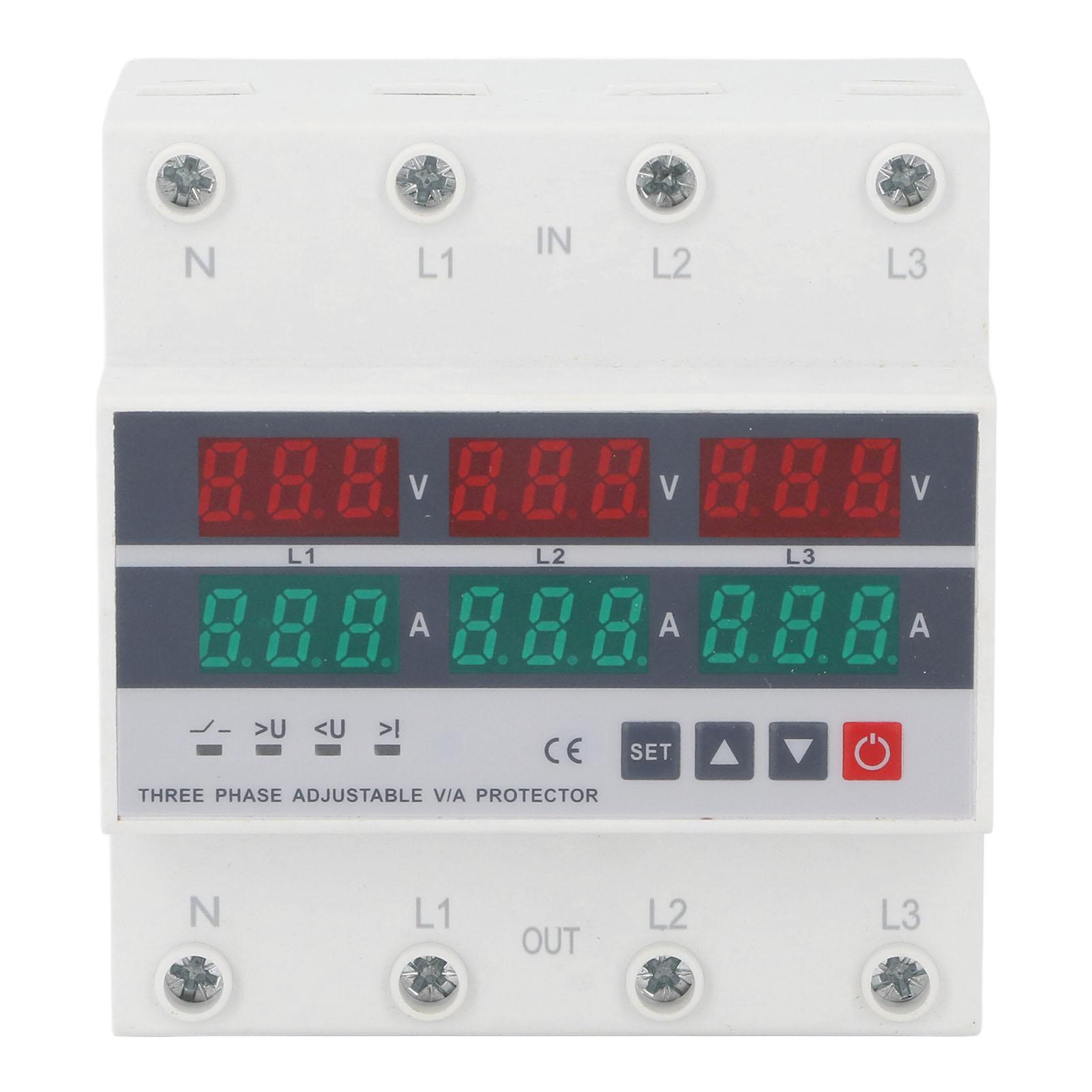 Over Under Voltage Protector 3 Phase DIN Rail Automatic Over Current Protector AC120300V 63A
Over Under Voltage Protector 3 Phase DIN Rail Automatic Over Current Protector AC120300V 63A