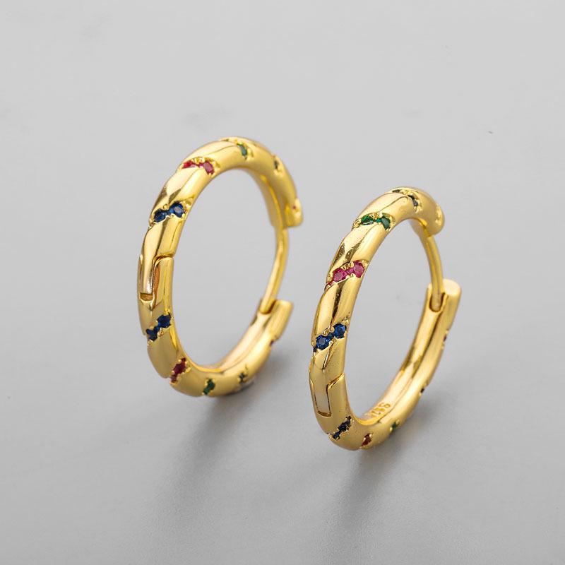 French Oblique Inlaid Colored Zirconia Large Hoop Earrings, 925 Sterling Silver, Trendy Versatile Women s Accessory
French Oblique Inlaid Colored Zirconia Large Hoop Earrings, 925 Sterling Silver, Trendy Versatile Women s Accessory