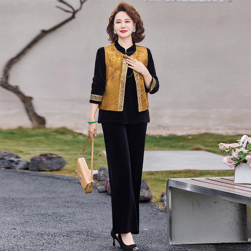 Elegant Spring Suit Set for Mothers: Gold Velvet Vest & Top for Middle-Aged Women XL fits 90-105 jin жовтий
Elegant Spring Suit Set for Mothers: Gold Velvet Vest & Top for Middle-Aged Women XL fits 90-105 jin жовтий
