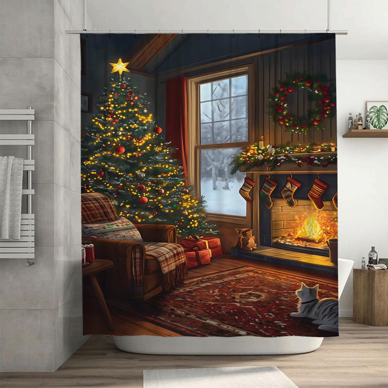Tuniu Festive Winter Cabin Bathroom Decor Shower Curtain Christmas Village Cozy Home Holiday Forest Scene Waterproof Fabric Back W60H190(CM)-1 Pcs
Tuniu Festive Winter Cabin Bathroom Decor Shower Curtain Christmas Village Cozy Home Holiday Forest Scene Waterproof Fabric Back W60H190(CM)-1 Pcs