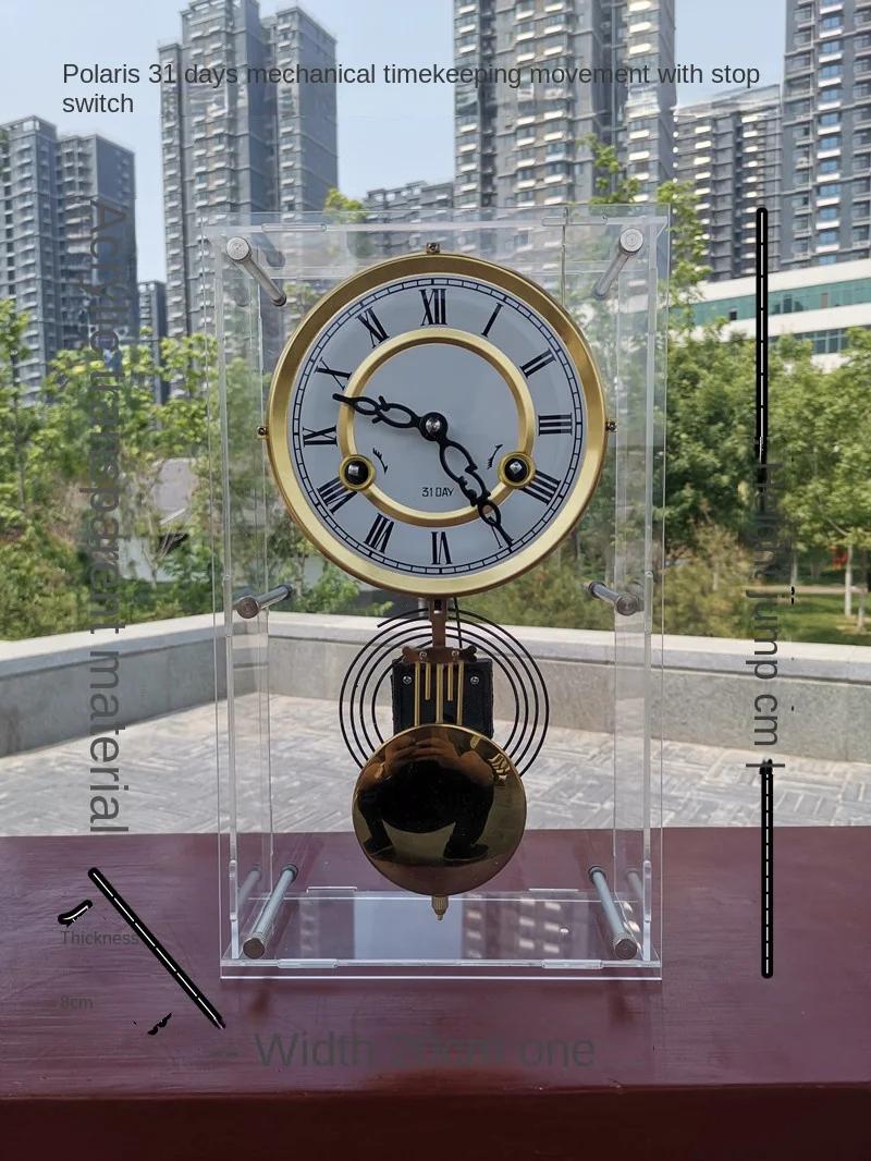 Старинные механические почасовые часы с боем из чистой меди