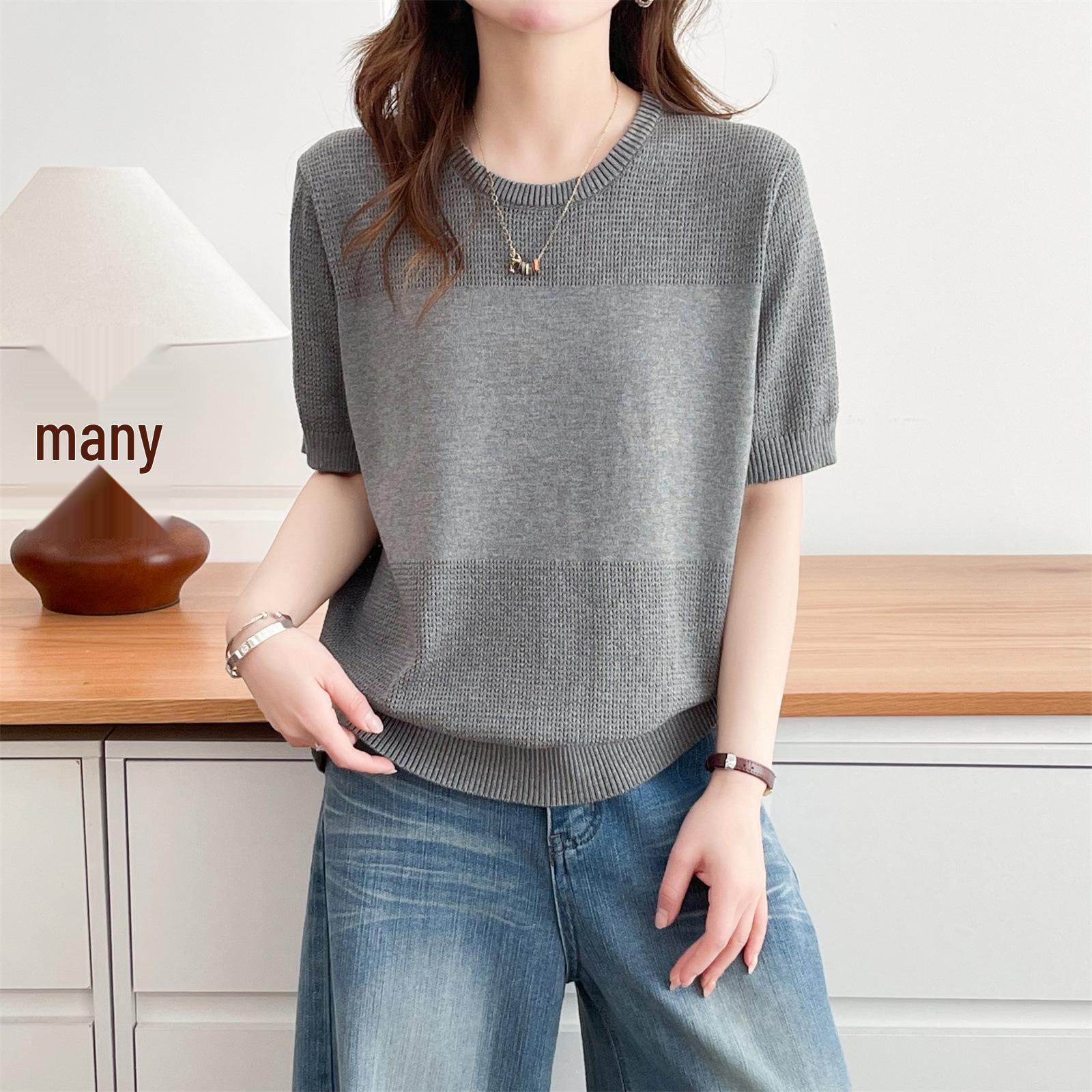 Plus Size Slimming Short Sleeve Hollow Knit Top for Women - Summer 2026 4XL сірий колір
Plus Size Slimming Short Sleeve Hollow Knit Top for Women - Summer 2026 4XL сірий колір