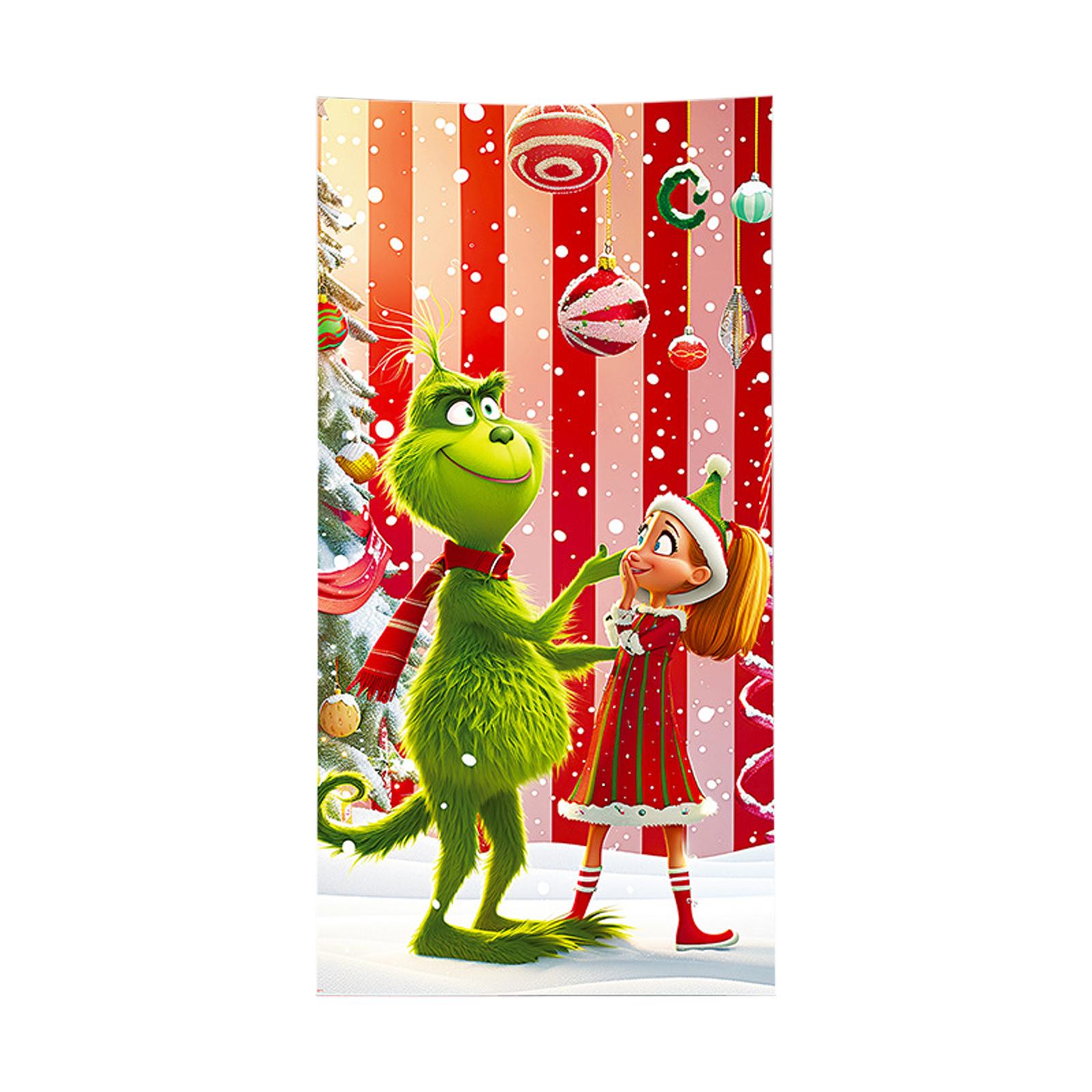 Stretch Fabric Door Cover Merry Christmas Holiday Decoration Grinch Design Elastic Fit for Standard Door Frames Indoor Use
Stretch Fabric Door Cover Merry Christmas Holiday Decoration Grinch Design Elastic Fit for Standard Door Frames Indoor Use