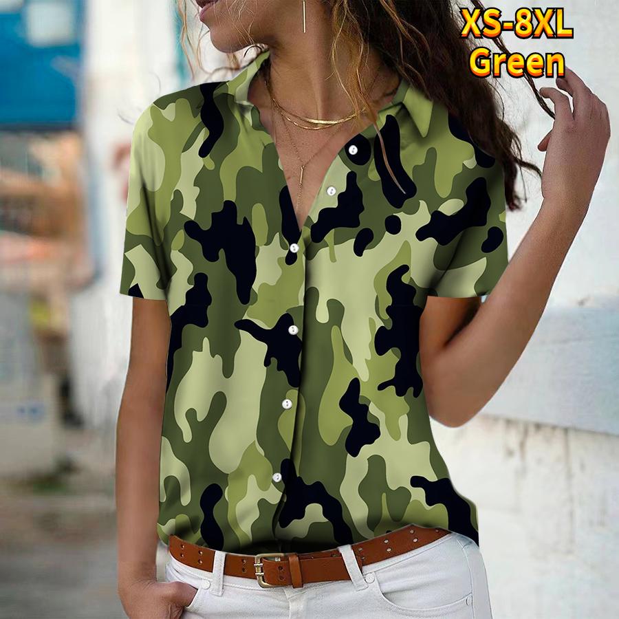 2025 Summer New Fashion Women s Camouflage Printed Short Sleeve V-neck Casual Button-down Shirt Top XS зелений
2025 Summer New Fashion Women s Camouflage Printed Short Sleeve V-neck Casual Button-down Shirt Top XS зелений