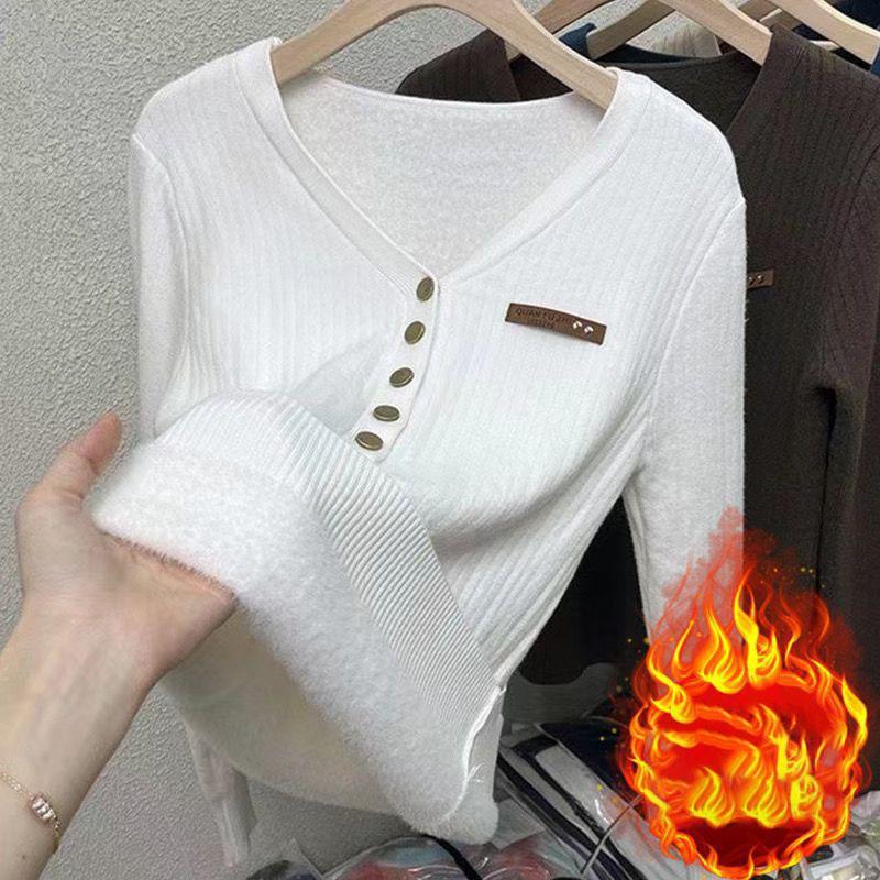 Утолщенный бархатный свитер с V-образным вырезом женский корейская мода на подкладке теплый суэтер вязаный пуловер облегающий топ зимний трикотаж джемпер One size белый
Утолщенный бархатный свитер с V-образным вырезом женский корейская мода на подкладке теплый суэтер вязаный пуловер облегающий топ зимний трикотаж джемпер One size белый