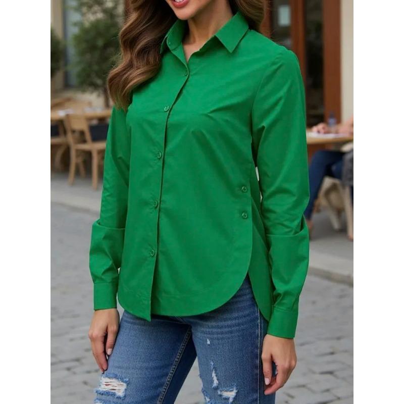 Spring Fashion Elegant Loose Office Shirt Women Large Size Elegant Solid Color Casual Simple Blouse Long Sleee Lapel Tops Loose Buttons Basic Clothing 3XL зелений
Spring Fashion Elegant Loose Office Shirt Women Large Size Elegant Solid Color Casual Simple Blouse Long Sleee Lapel Tops Loose Buttons Basic Clothing 3XL зелений