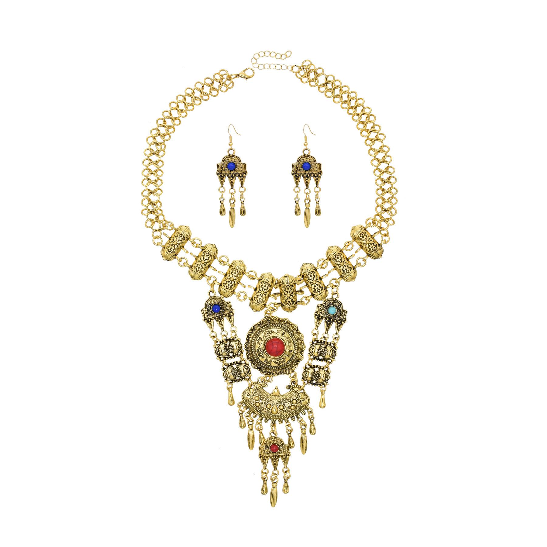 Набор ожерелий Винтажный сплав Серьги с бахромой Цепочка для шеи Набор из двух предметов Богемный бирюзовый Цепочка для свитера золотой
Набор ожерелий Винтажный сплав Серьги с бахромой Цепочка для шеи Набор из двух предметов Богемный бирюзовый Цепочка для свитера золотой