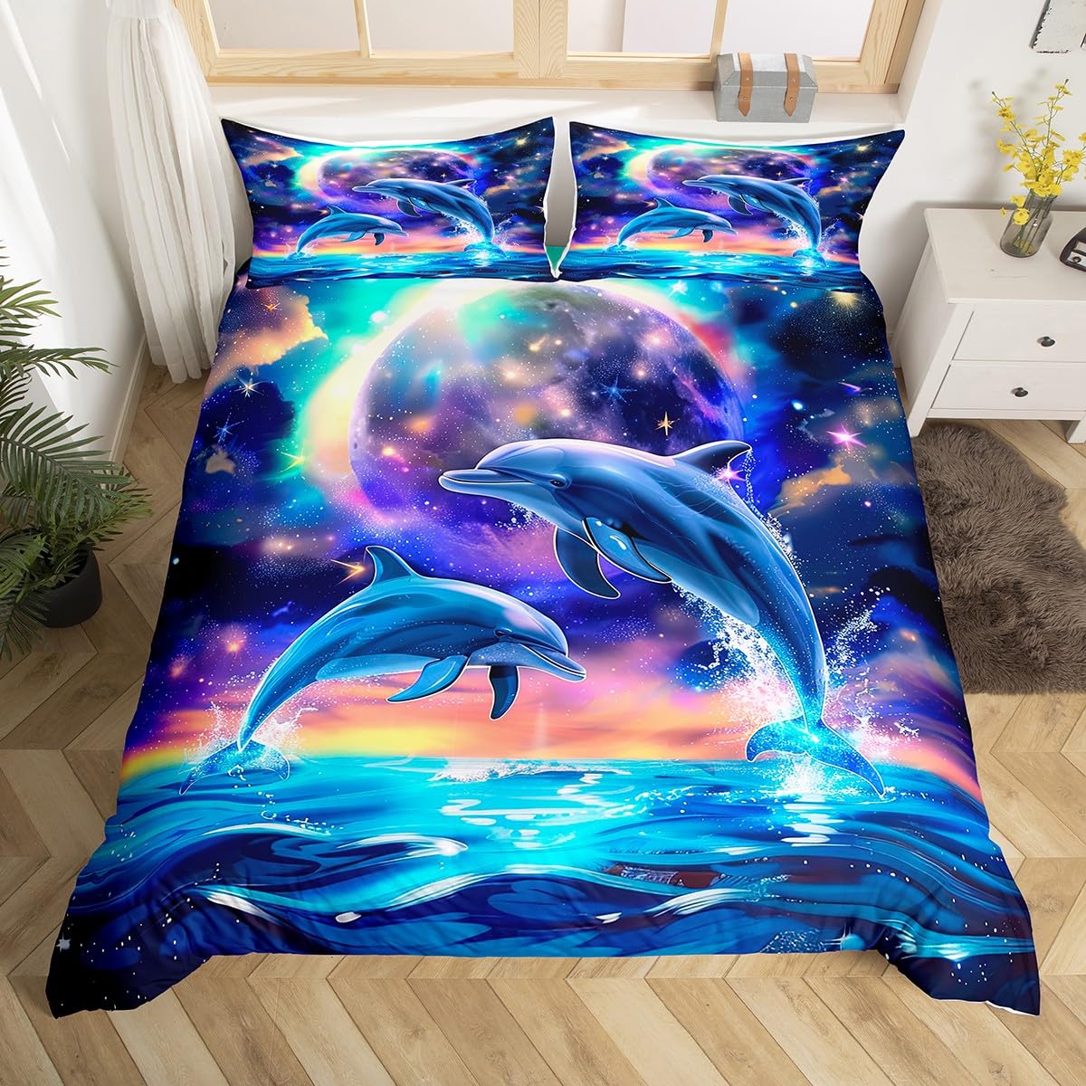 Comforter Jumping Dolphin Marine Themed Bedding Set King Full Twin For Kids Adults Decor Microfiber Ocean Animals Comforter (quilt)-EU Single(135*200cm)3pcs
Comforter Jumping Dolphin Marine Themed Bedding Set King Full Twin For Kids Adults Decor Microfiber Ocean Animals Comforter (quilt)-EU Single(135*200cm)3pcs