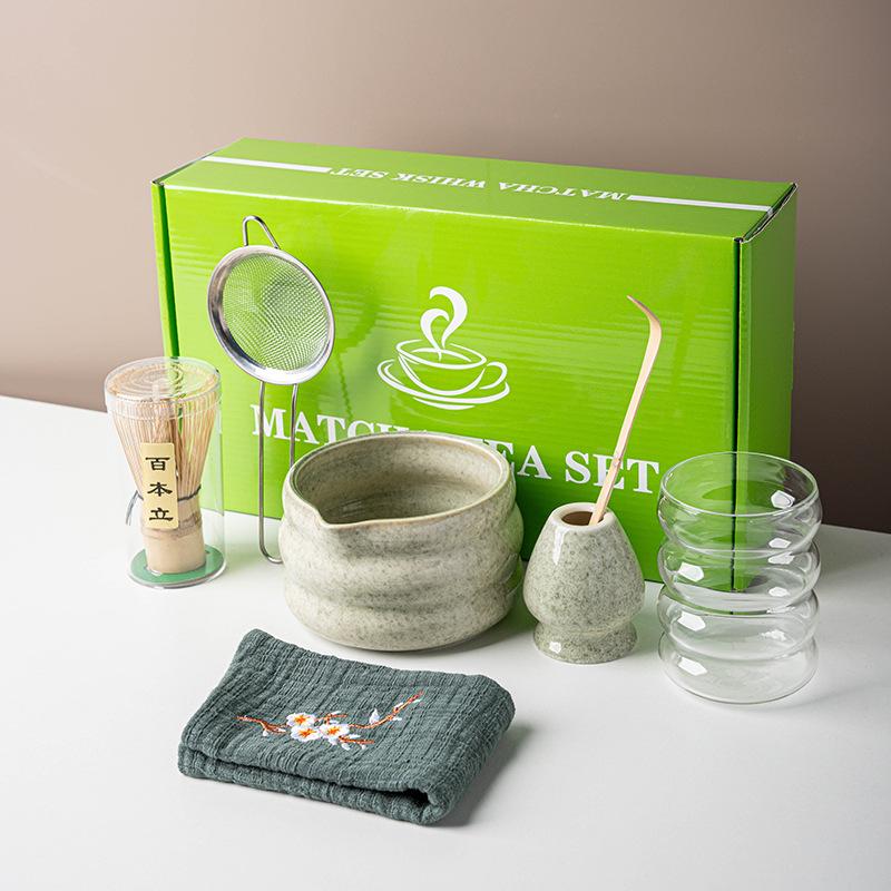 7-Pcs Matcha Set Matcha Kit with Glass Cup Ceramic Matcha Bowl Matcha Tea Scoop Ceremony Tools Complete Kit Gift Box Seven-piece Set
7-Pcs Matcha Set Matcha Kit with Glass Cup Ceramic Matcha Bowl Matcha Tea Scoop Ceremony Tools Complete Kit Gift Box Seven-piece Set