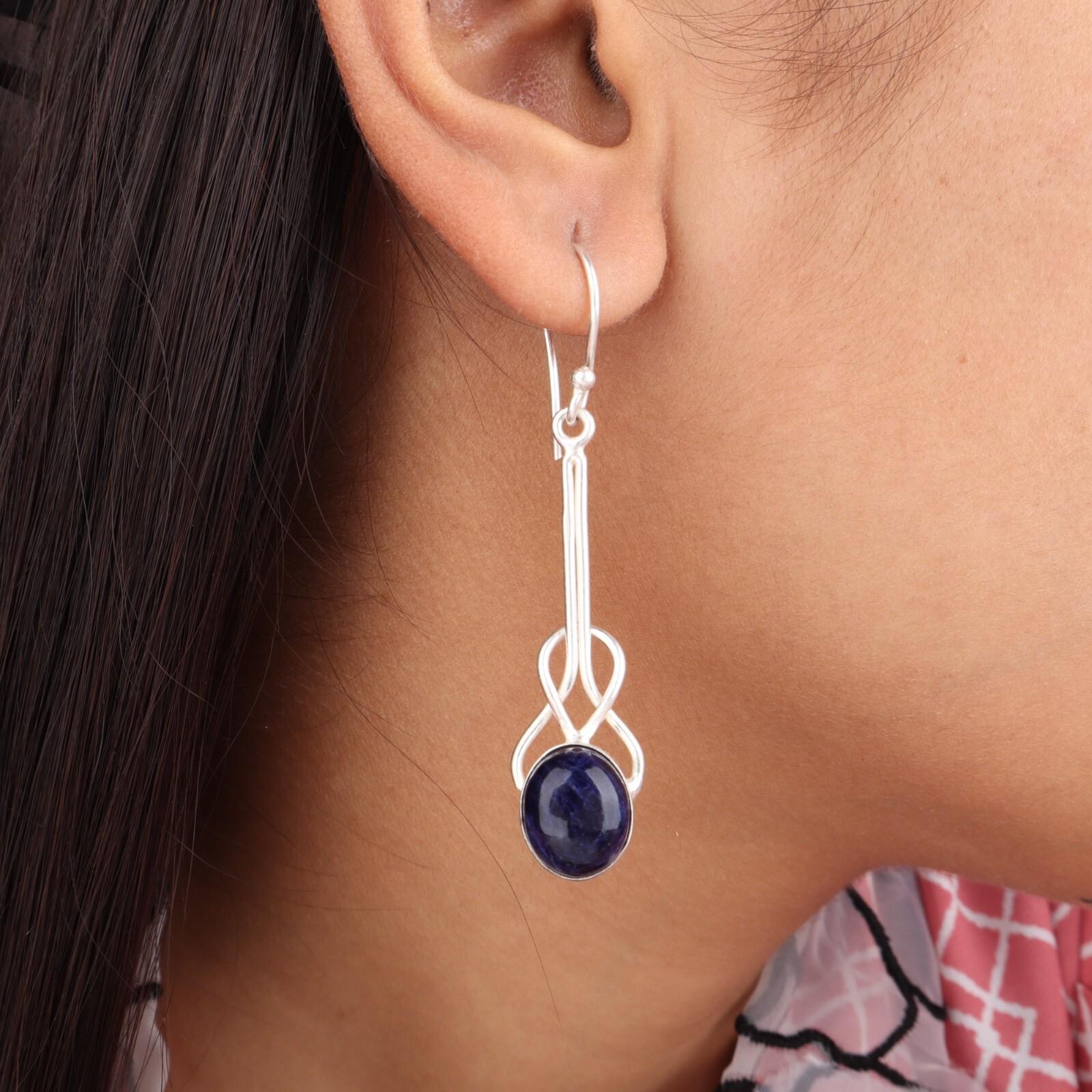 Sodalite Gemstone 925 Sterling Silver Jewelry Handmade Earrings 1.76 For Women EE-171-27
Sodalite Gemstone 925 Sterling Silver Jewelry Handmade Earrings 1.76 For Women EE-171-27