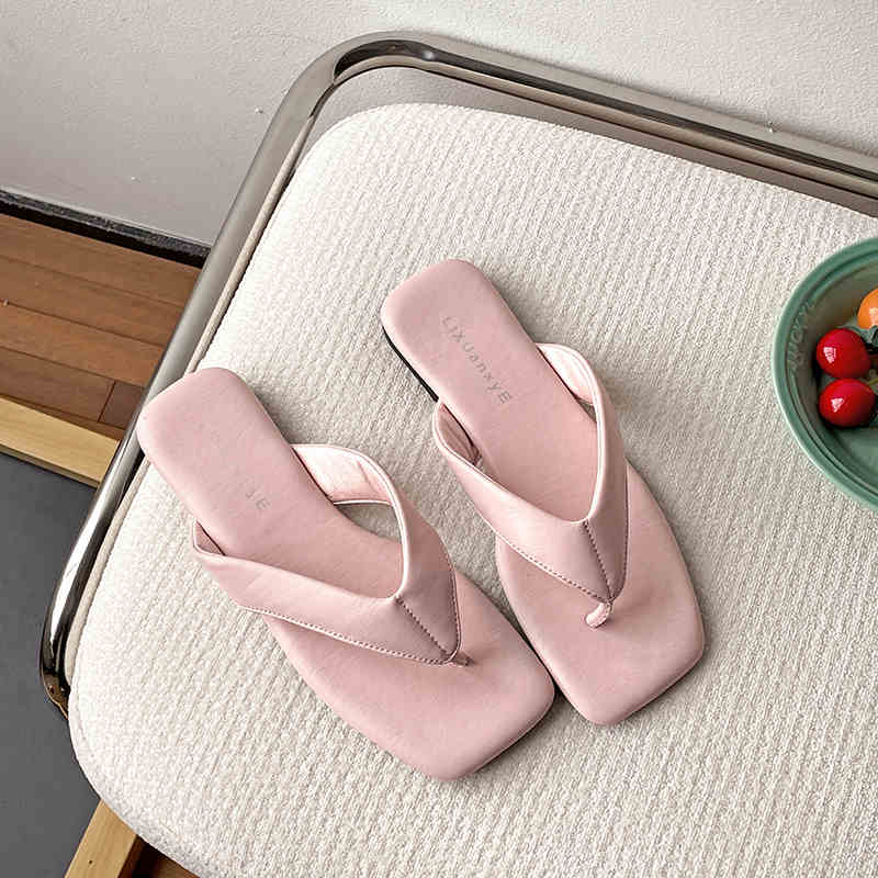 Летние женские шлепанцы модные сланцы с перемычкой плоские шлепки женские повседневные платья пляжные отпускные тапочки 35 фиолетовый