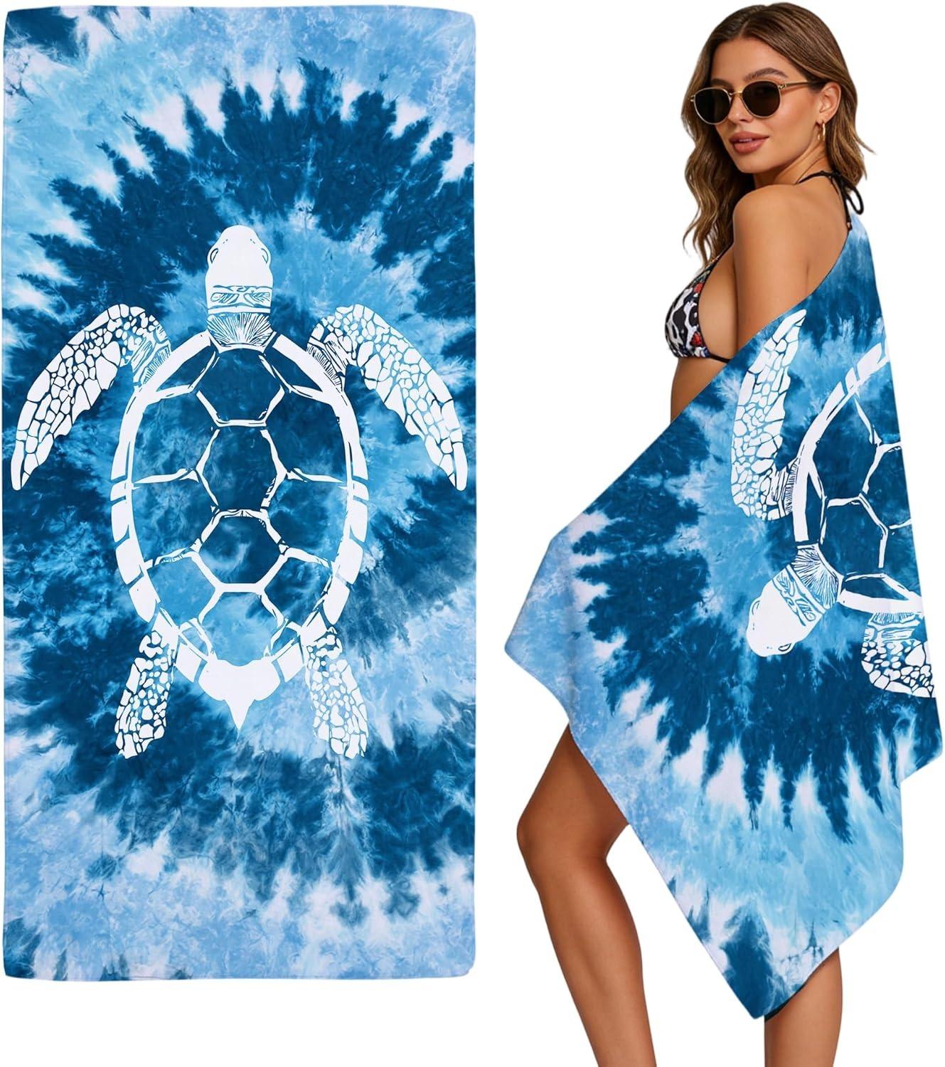 Blue Tie Dye Sea Turtle Print Beach Towel Boho Ocean Themed Quick Dry Sand Free Lightweight Towel for Beach Pool Travel Camping W30*H60(CM)
Blue Tie Dye Sea Turtle Print Beach Towel Boho Ocean Themed Quick Dry Sand Free Lightweight Towel for Beach Pool Travel Camping W30*H60(CM)