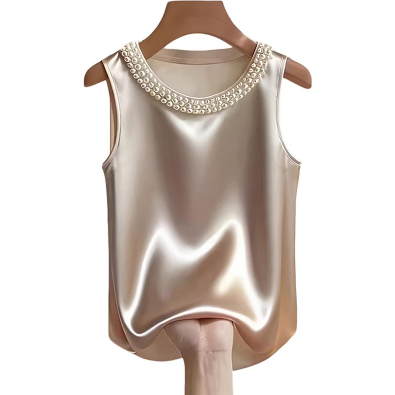 Women Pearl Crew Neck Vest Satin Sleeveless Shirt Top S
Women Pearl Crew Neck Vest Satin Sleeveless Shirt Top S