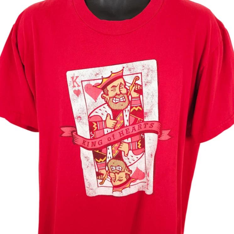 Vintage King Of Hearts 100% Cotton T-shirt Mens Tees Top Mens Size XL Red 90s Cards Gambling Poker L
Vintage King Of Hearts 100% Cotton T-shirt Mens Tees Top Mens Size XL Red 90s Cards Gambling Poker L