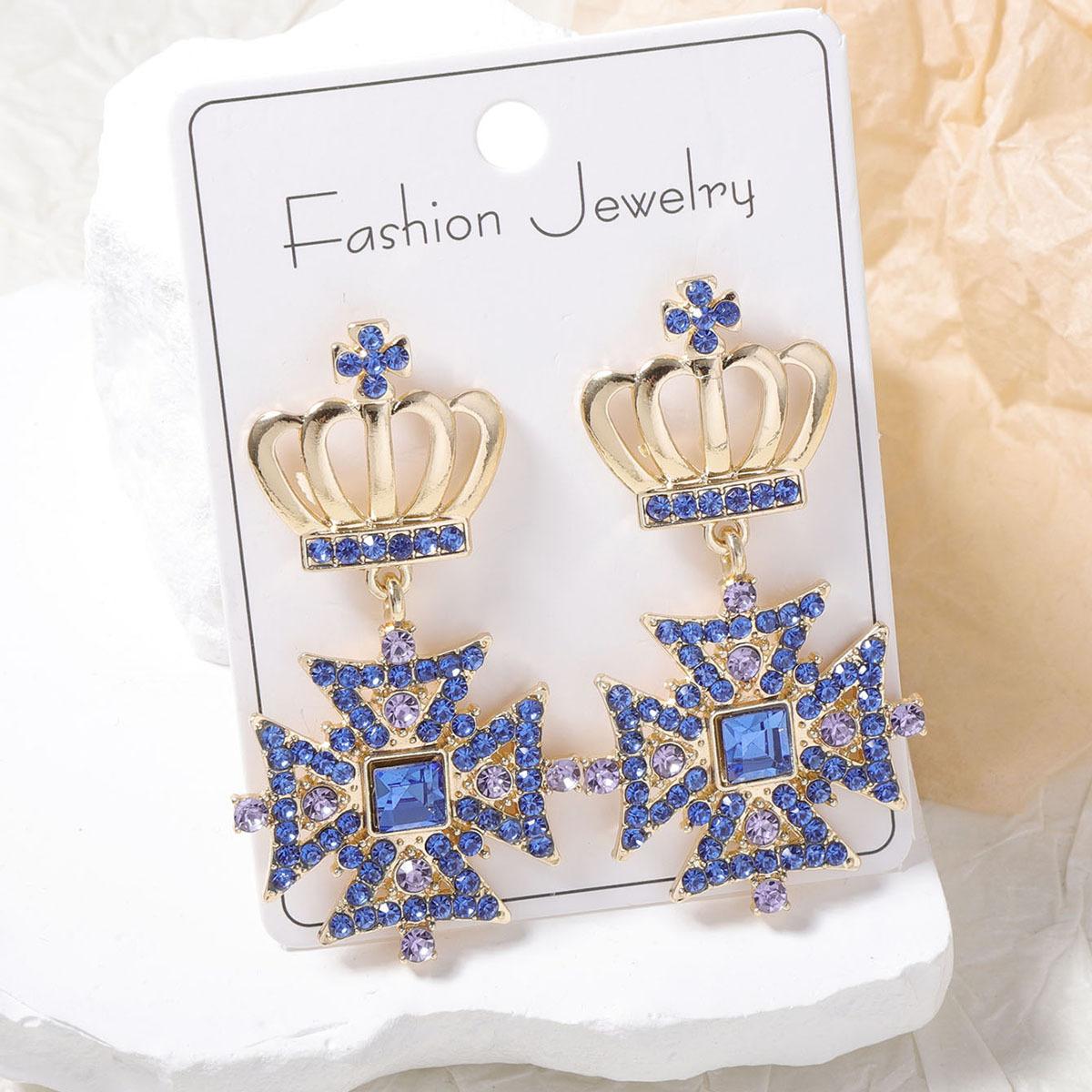 Metal Rhinestone Square Crown Geometric Dangle Earrings Women New Trend Elegant Design Zircon Party Accessories синій
Metal Rhinestone Square Crown Geometric Dangle Earrings Women New Trend Elegant Design Zircon Party Accessories синій