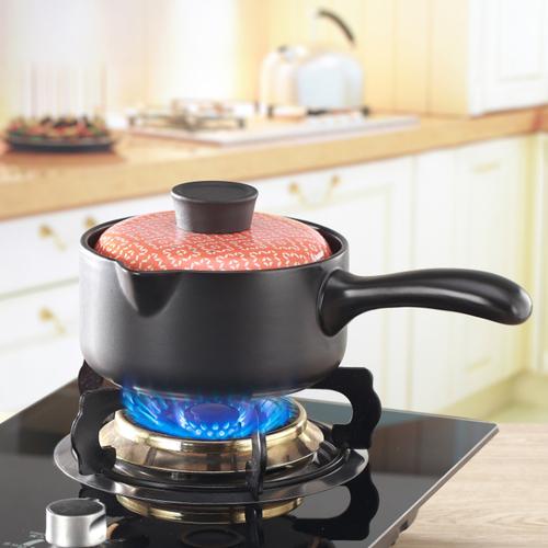 Кастрюля в японском стиле, керамическая кастрюля для молока, детская кастрюля для каши, тушеного детского питания, кастрюля 1,5 л с ручкой и крышкой, синяя