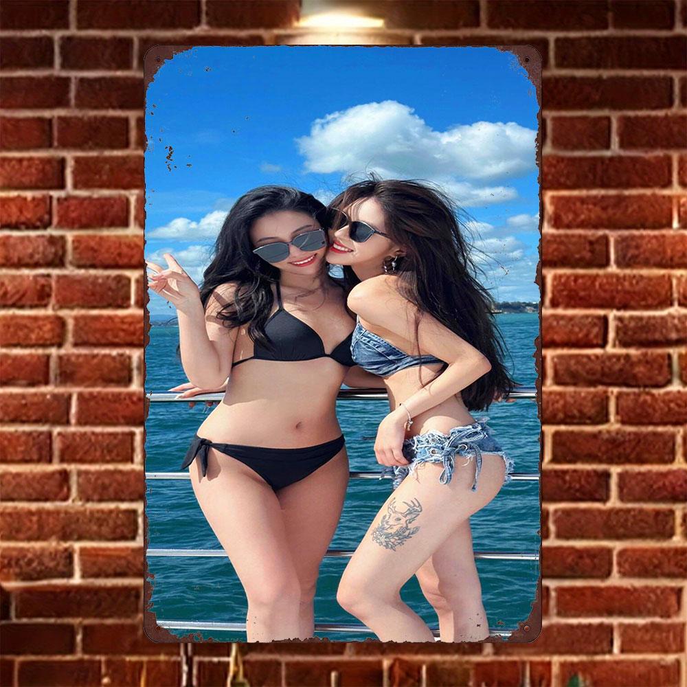 HD Tin Sign Vintage Two Asian Girls in Bikinis by the Sea Metal Wall Art Retro Decor for Home Bar Cafe 20x30cm(7.8x11.8inch)
HD Tin Sign Vintage Two Asian Girls in Bikinis by the Sea Metal Wall Art Retro Decor for Home Bar Cafe 20x30cm(7.8x11.8inch)