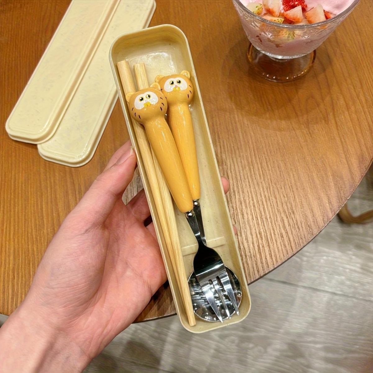 Cute Ins Portable Spoon Fork And Chopsticks Set Four-Piece High-Value Set for Office Workers - for Outdoor Use - Four-Piece Cutlery Set
Cute Ins Portable Spoon Fork And Chopsticks Set Four-Piece High-Value Set for Office Workers - for Outdoor Use - Four-Piece Cutlery Set