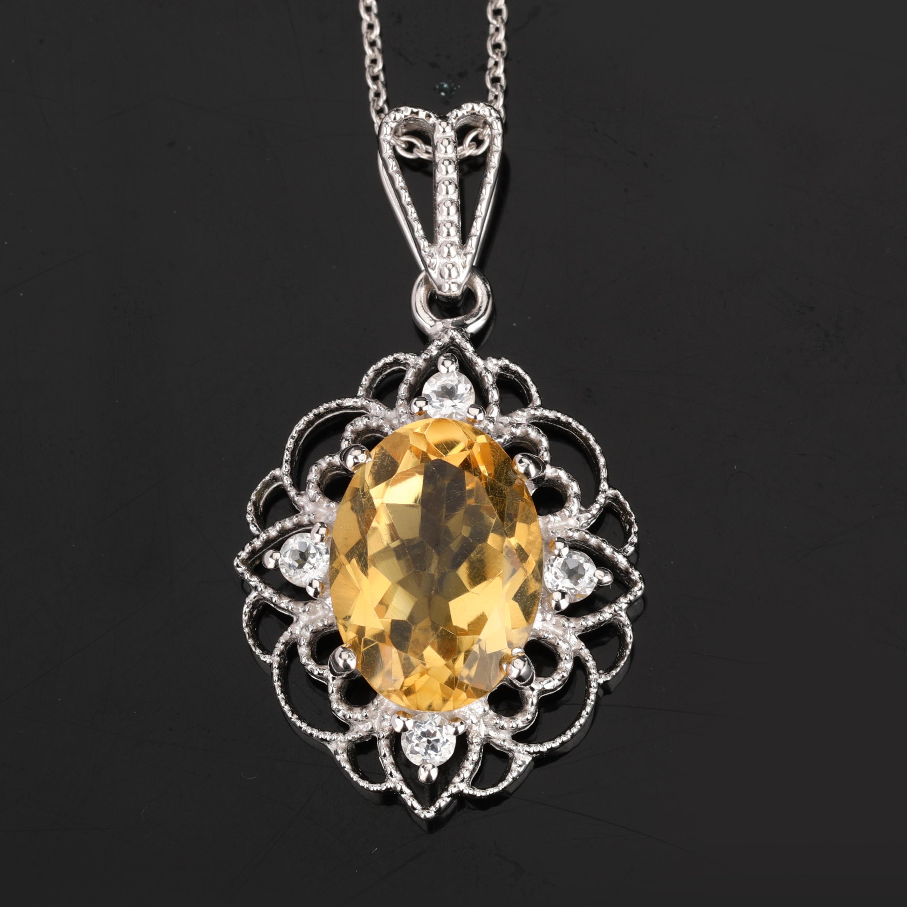 Amethyst & Citrine Pendant 925 Sterling Silver Rhodium Gemstone Jewelry Gift for Her срібний
Amethyst & Citrine Pendant 925 Sterling Silver Rhodium Gemstone Jewelry Gift for Her срібний