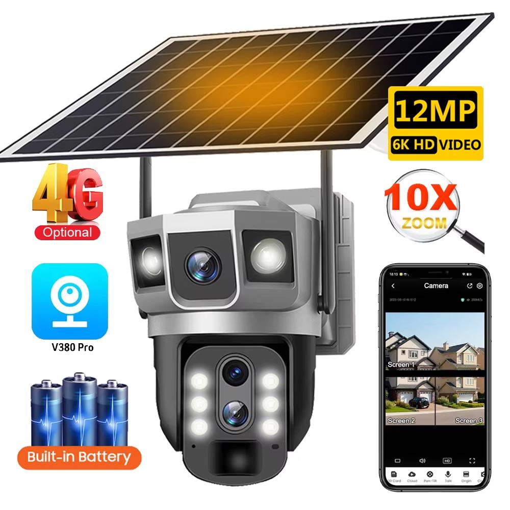 12MP 3 Lens 4G Solar Camera Outdoor Waterproof PTZ IP CCTV Камери відеоспостереження HD Smart Home Security 360 Monitor Camera 4G camera
12MP 3 Lens 4G Solar Camera Outdoor Waterproof PTZ IP CCTV Камери відеоспостереження HD Smart Home Security 360 Monitor Camera 4G camera