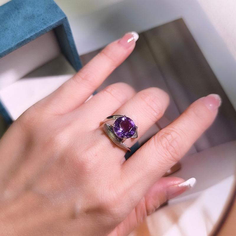 Natural Crystal Ring S925 Silver Women 11mm Round Adjustable Open Finger Jewelry adjustable opening
Natural Crystal Ring S925 Silver Women 11mm Round Adjustable Open Finger Jewelry adjustable opening