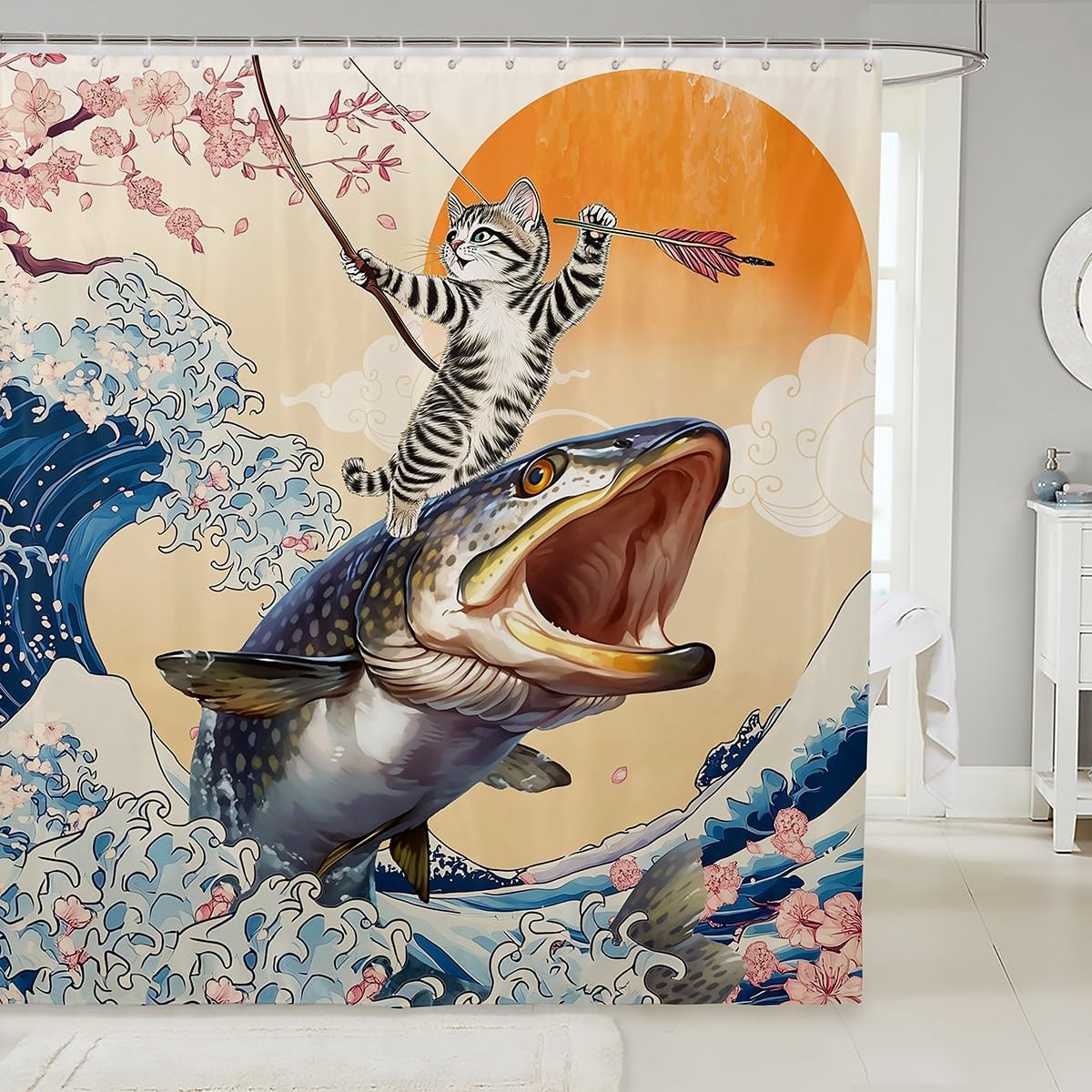 Japanese Style Shower Curtain Fun Cat Octopus Bathroom Curtain For Kids Children, Sea Ocean Wave Bath Curtain Kitten Squid W60H190(CM)-1 Pcs
Japanese Style Shower Curtain Fun Cat Octopus Bathroom Curtain For Kids Children, Sea Ocean Wave Bath Curtain Kitten Squid W60H190(CM)-1 Pcs